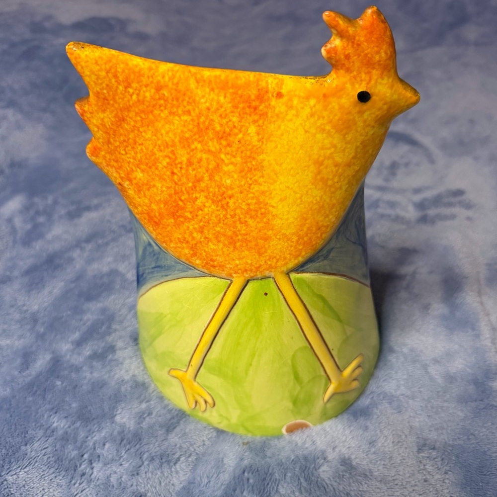 Vintage Bright Yellow Ceramic Chicken Figurine